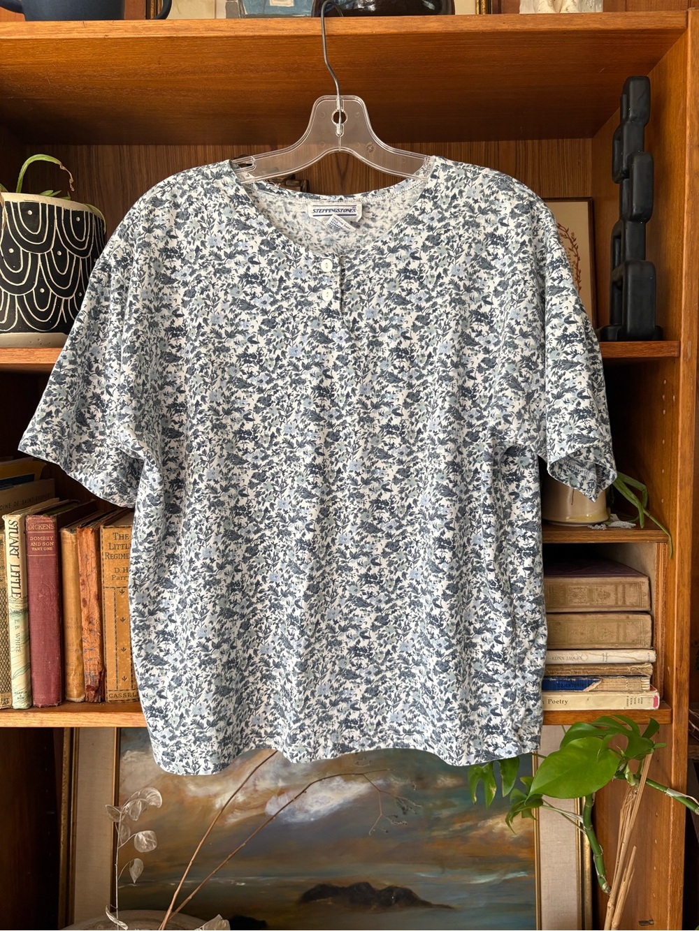 Vintage 90s Floral Oversize Tee L